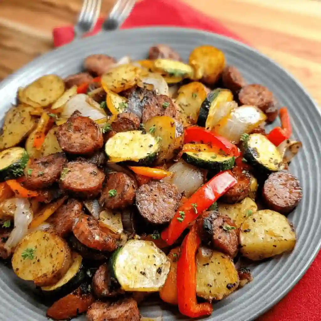 easy-blackstone-recipes Easy Blackstone Recipes with sausage and vegetables