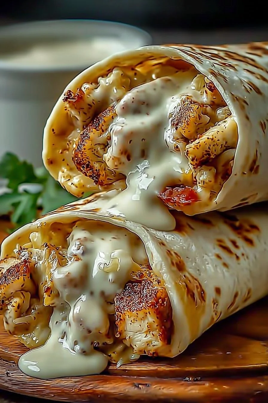 Cheesy Garlic Chicken Wraps