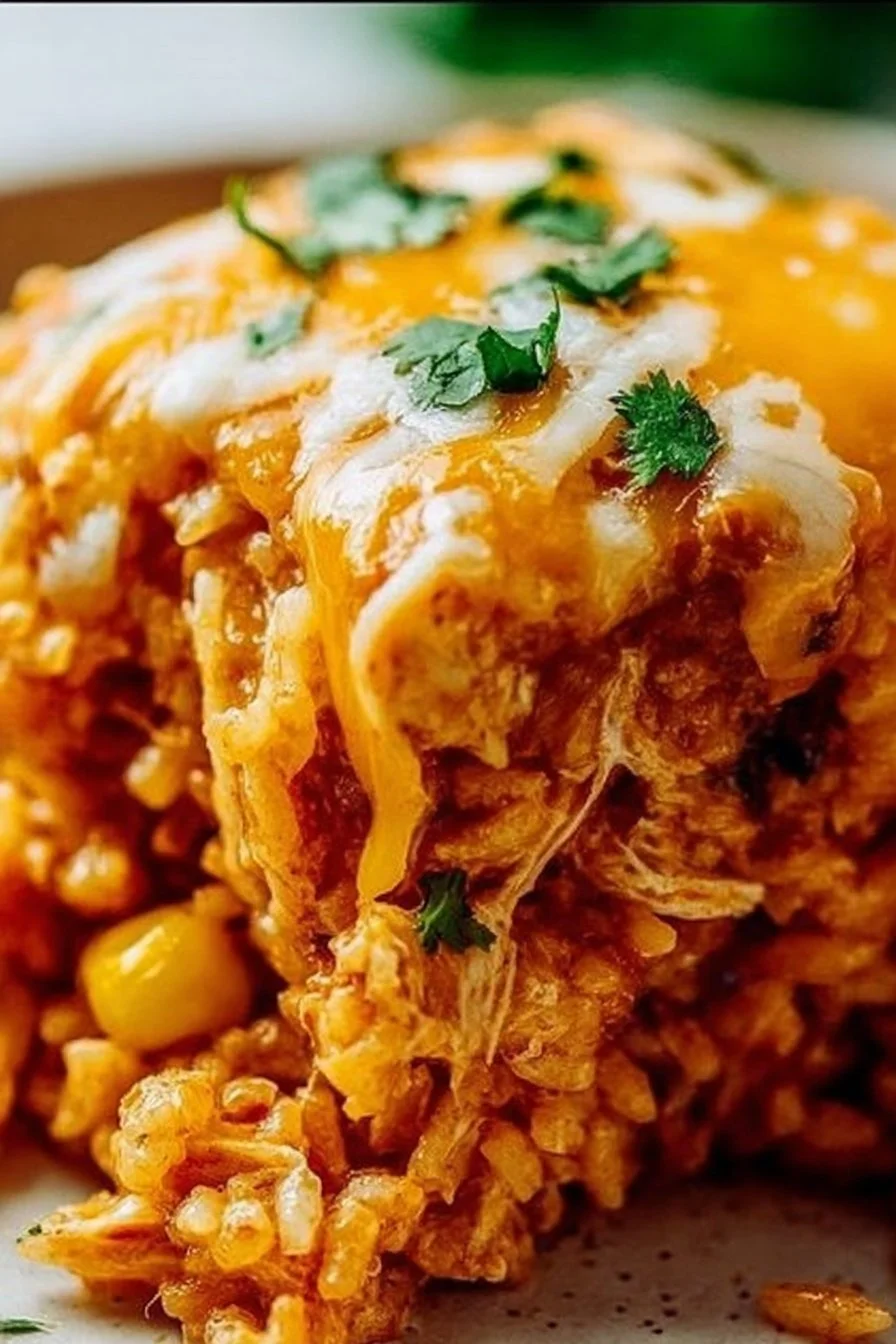 Cozy Chicken Enchilada Rice Casserole