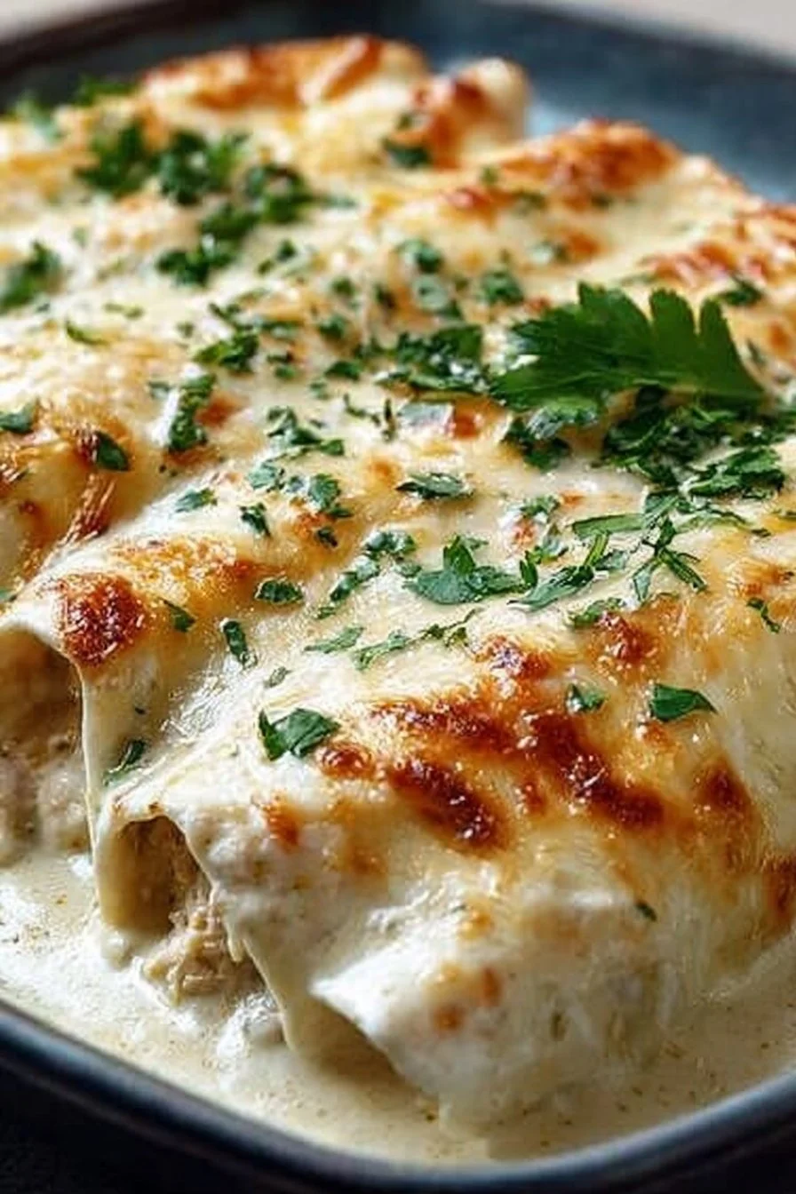 Creamy White Chicken Enchiladas