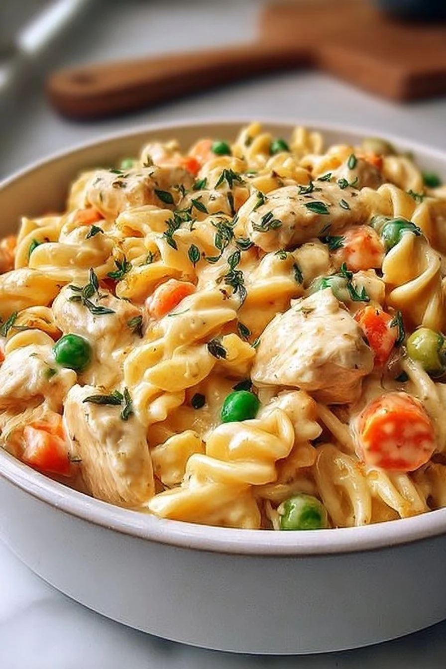 Warm and Cozy Chicken Pot Pie Pasta