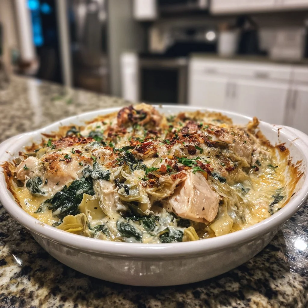 Amazing High-Protein Spinach and Artichoke Chicken Casserole