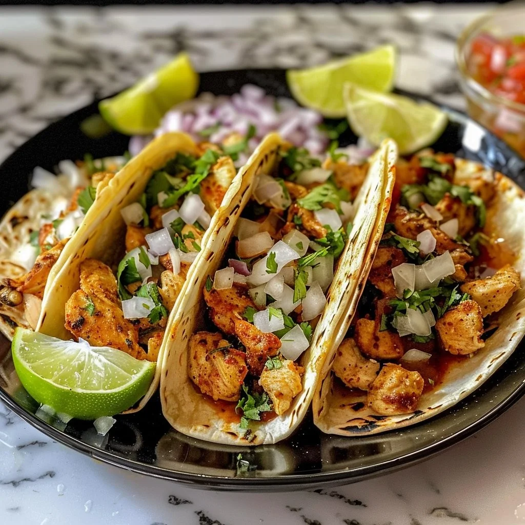 Delicious Chicken Street Tacos served on a festive table