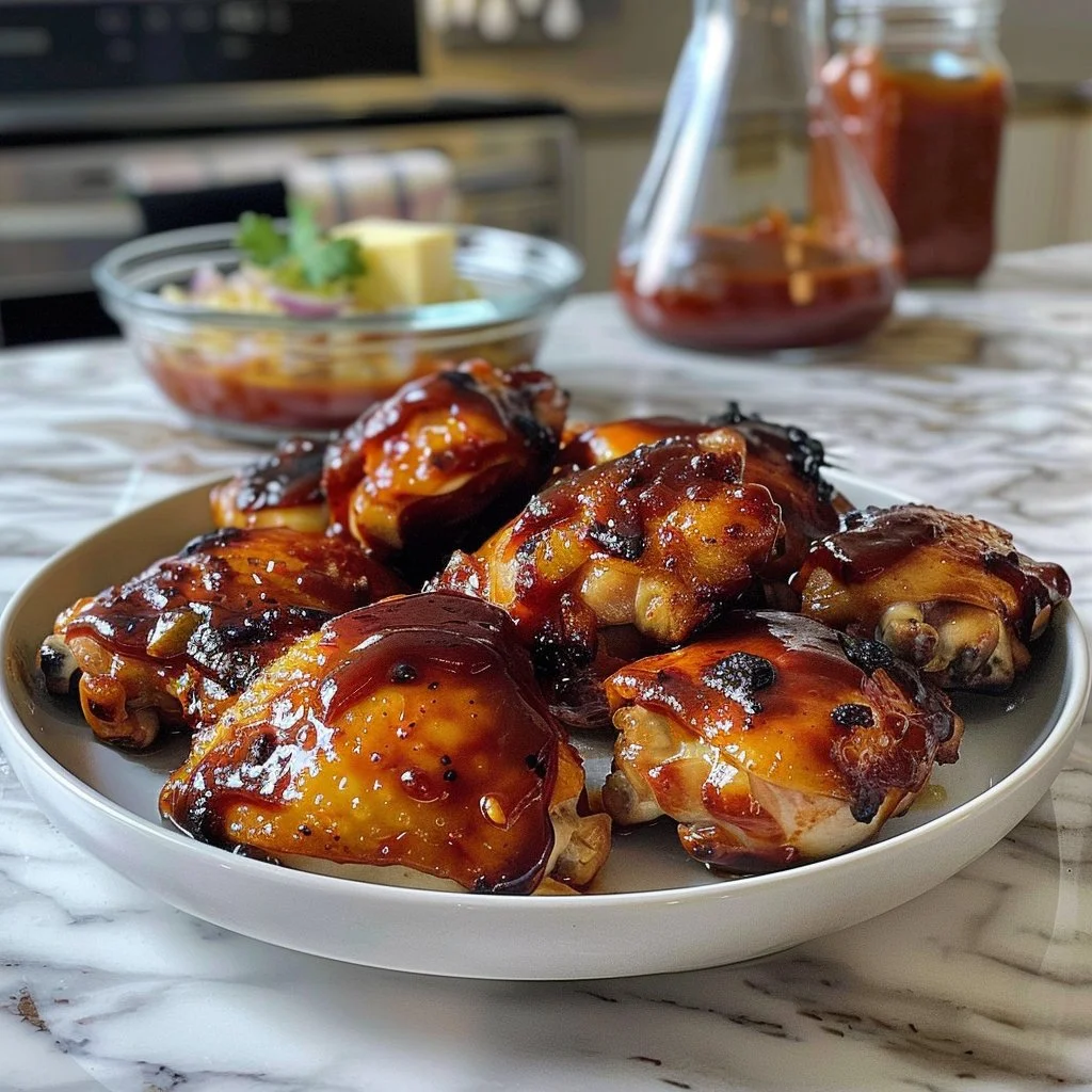 Home Page 2 Delicious sticky spicy BBQ chicken on a grill with vibrant side dishes.